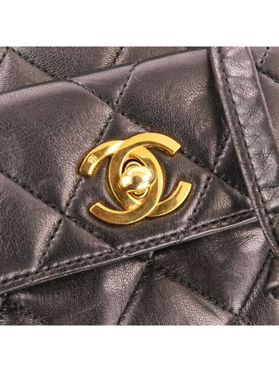 Chanel Vintage Quilted Lambskin Chain Shoulder Turnlock Backpack Black Pre Owned main image 5